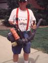 Man holding leaf blower