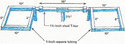 Blue on white ink drawing of the measurements for the front-wheel attachment that fits on the jack.